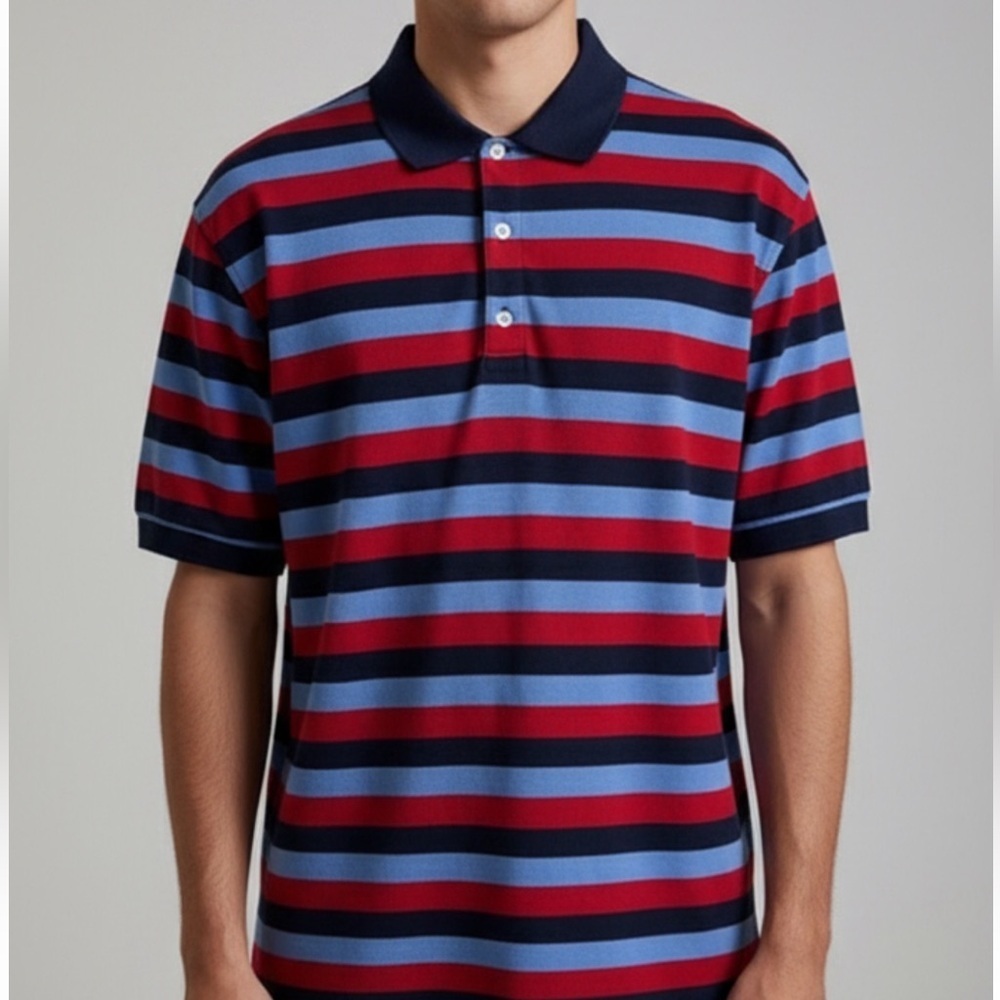 Striped Polo Shirt - Red, Blue, Black